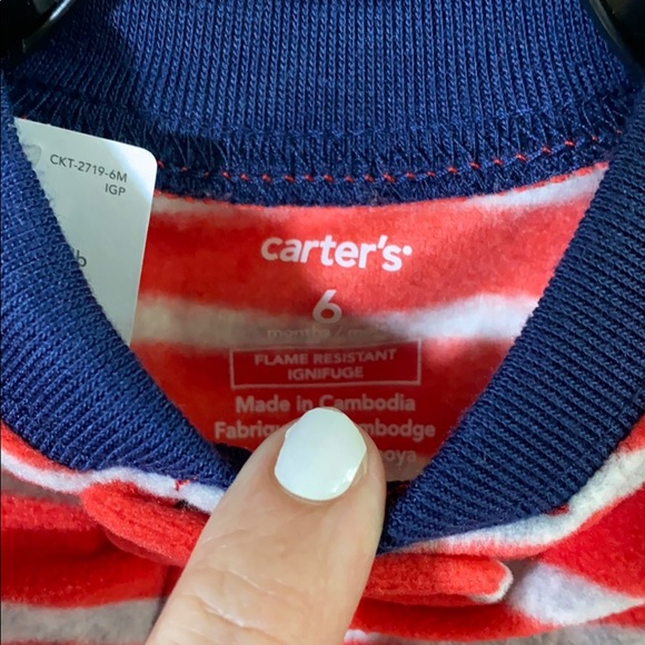 Carter’s Striped Fleece Rocket Footed Pajamas - Picture 2 of 5
